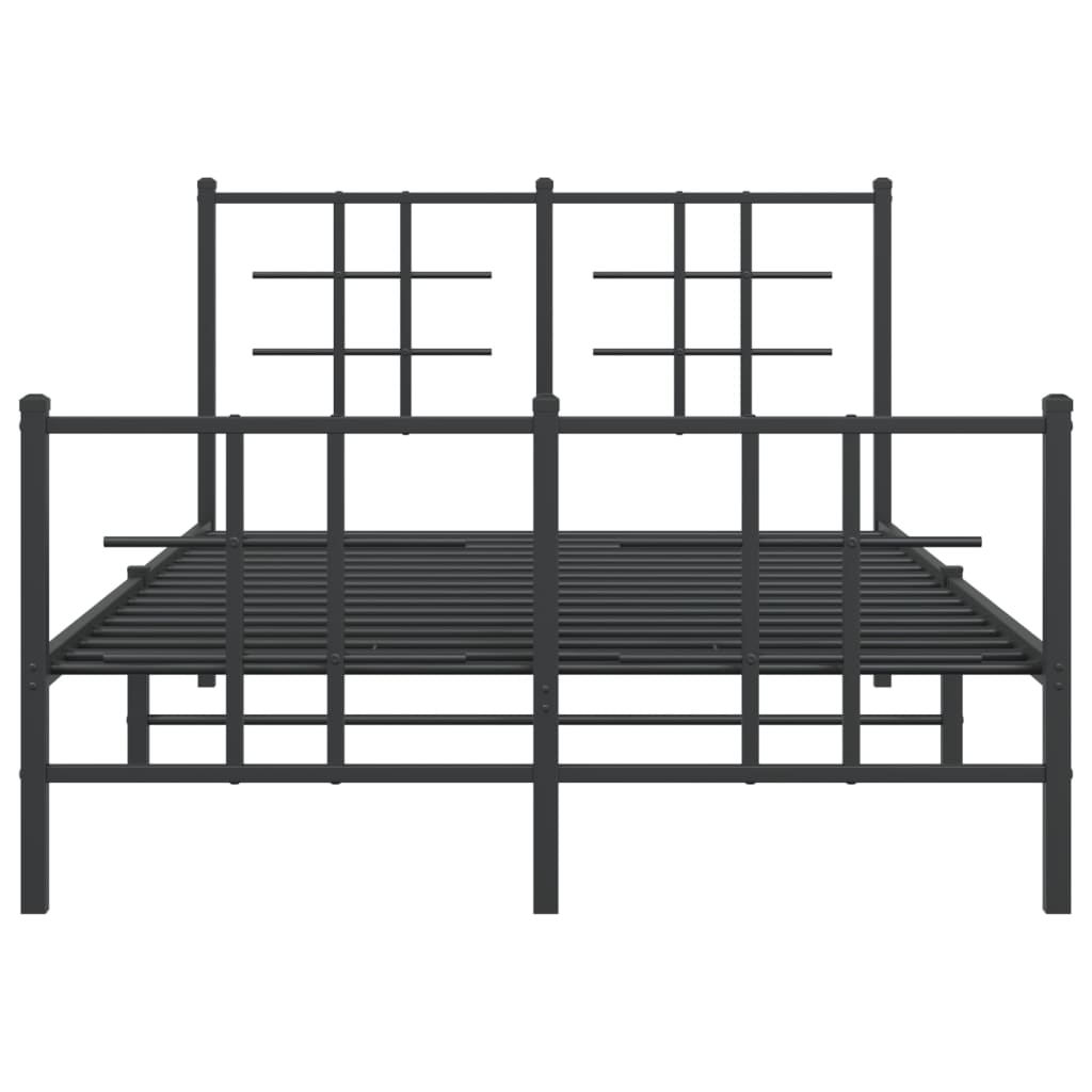 Metal Bed Frame with Headboard and Footboard Black 120x200 cm