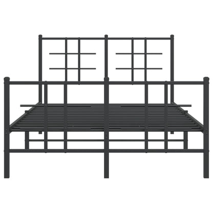 Metal Bed Frame with Headboard and Footboard Black 120x200 cm