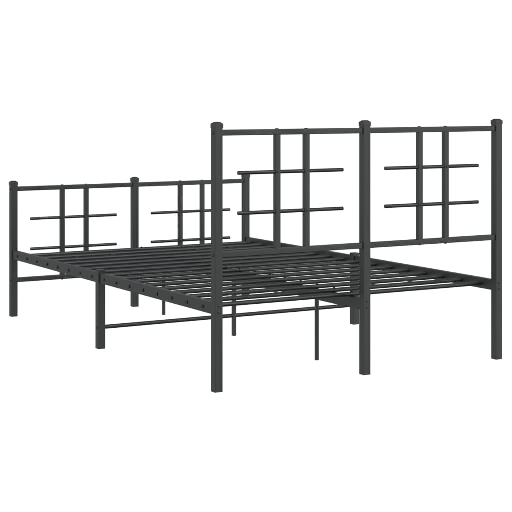 Metal Bed Frame with Headboard and Footboard Black 120x200 cm