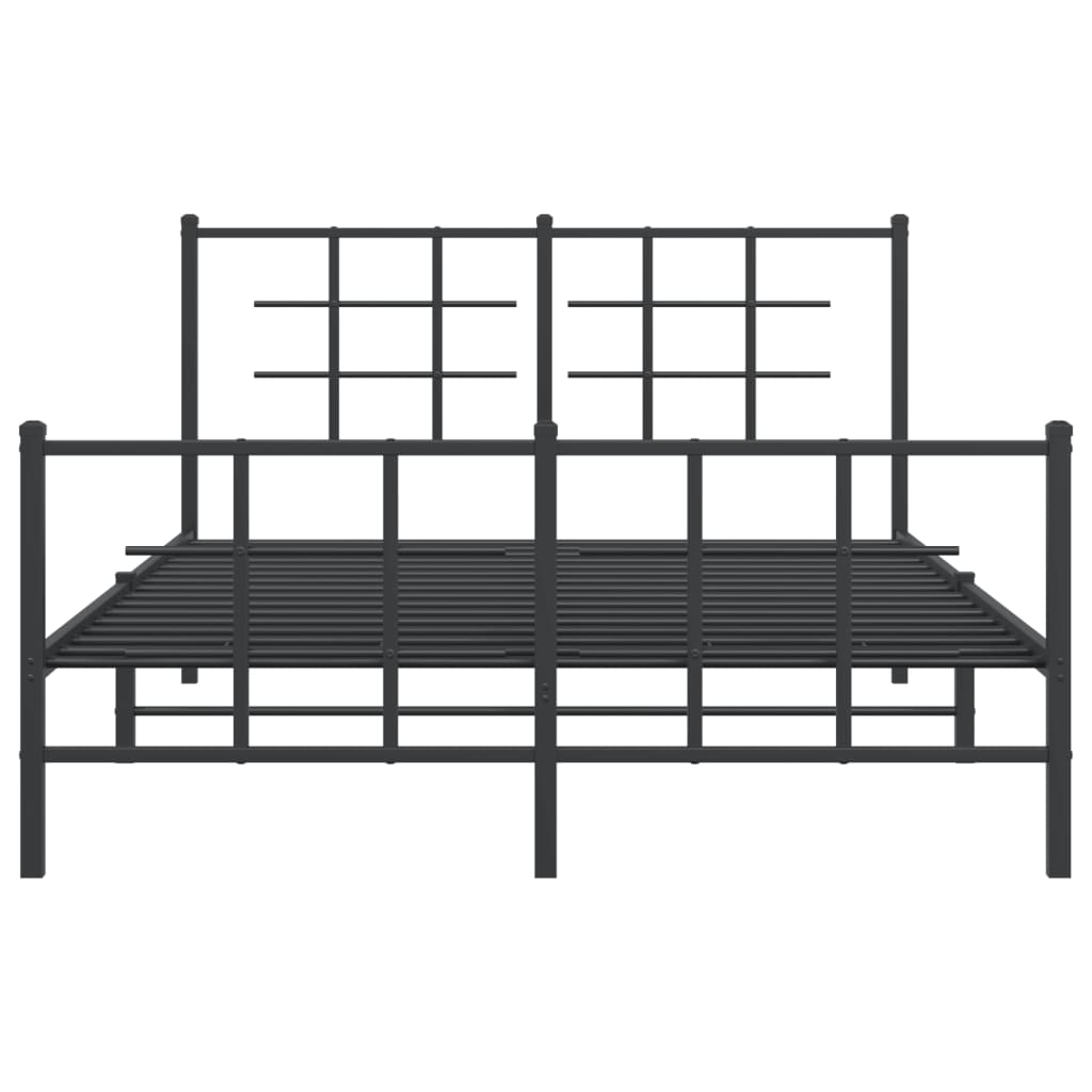 Metal Bed Frame with Headboard and Footboard Black 135x190 cm Double