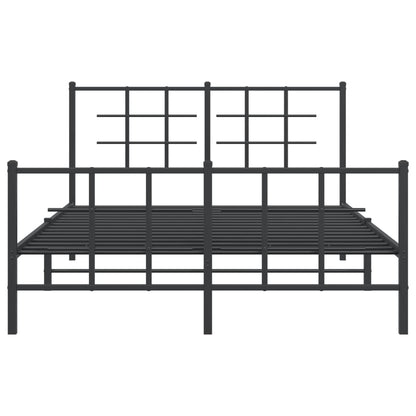 Metal Bed Frame with Headboard and Footboard Black 135x190 cm Double