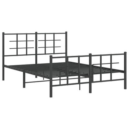 Metal Bed Frame with Headboard and Footboard Black 140x190 cm