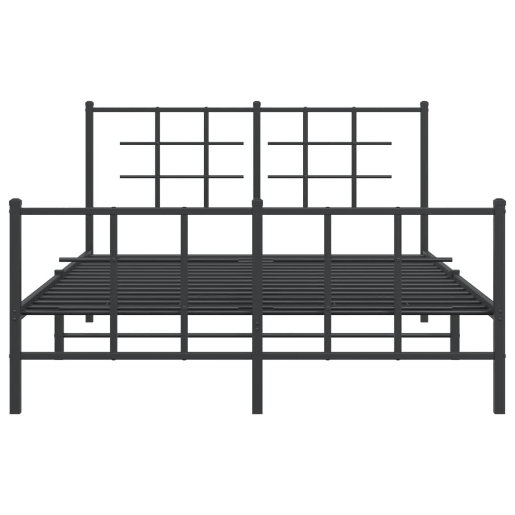 Metal Bed Frame with Headboard and Footboard Black 140x190 cm