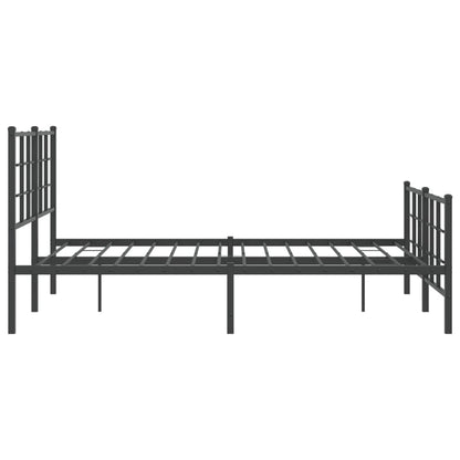 Metal Bed Frame with Headboard and Footboard Black 140x190 cm