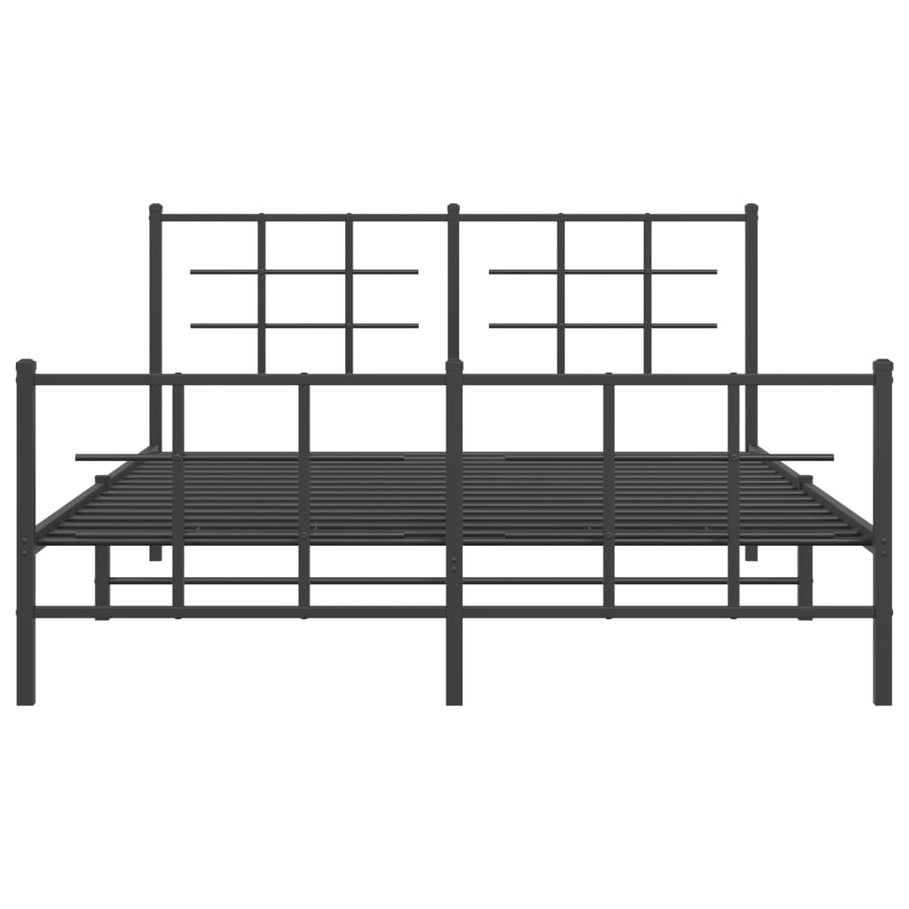 Metal Bed Frame with Headboard and Footboard Black 160x200 cm