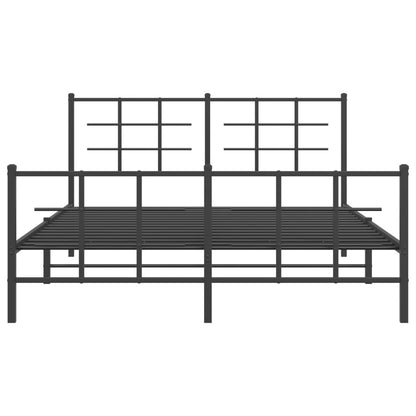 Metal Bed Frame with Headboard and Footboard Black 160x200 cm