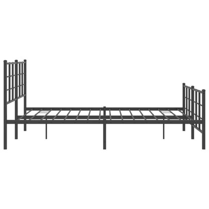 Metal Bed Frame with Headboard and Footboard Black 160x200 cm