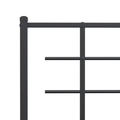 Metal Bed Frame with Headboard and Footboard Black 160x200 cm