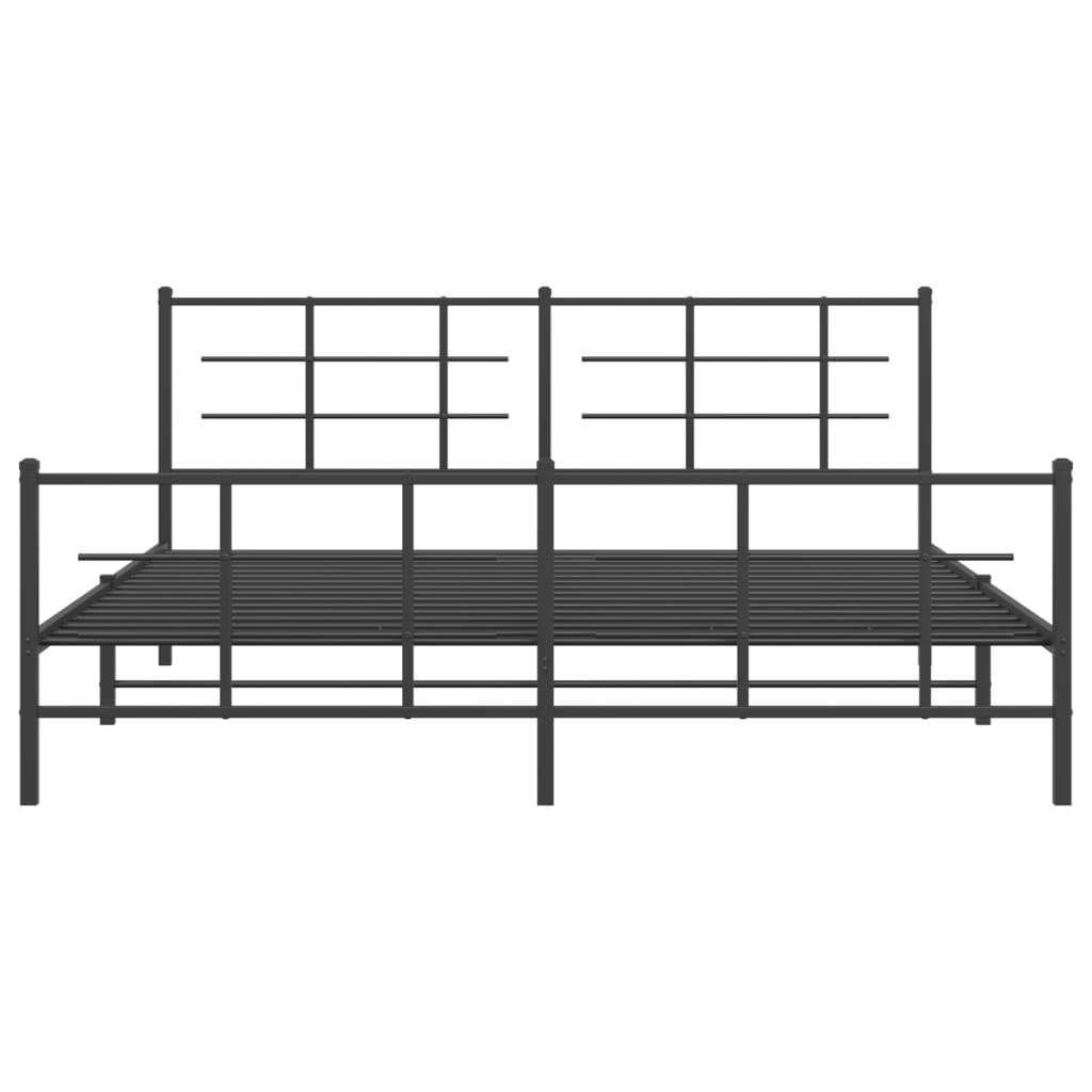 Metal Bed Frame with Headboard and Footboard Black 180x200 cm Super King