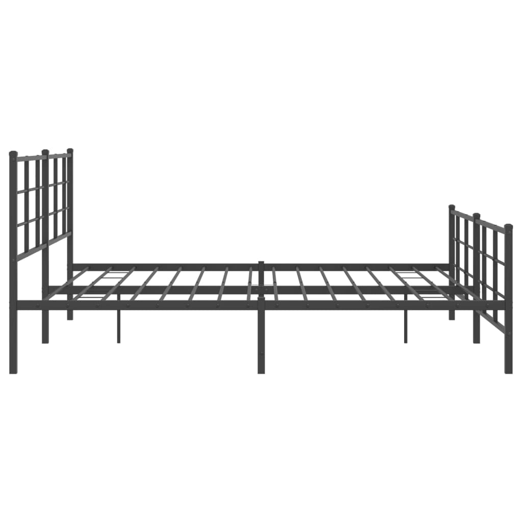 Metal Bed Frame with Headboard and Footboard Black 180x200 cm Super King