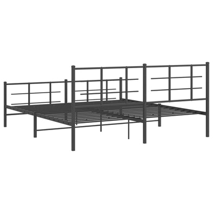 Metal Bed Frame with Headboard and Footboard Black 180x200 cm Super King