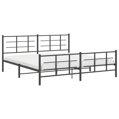 Metal Bed Frame with Headboard and Footboard Black 183x213 cm