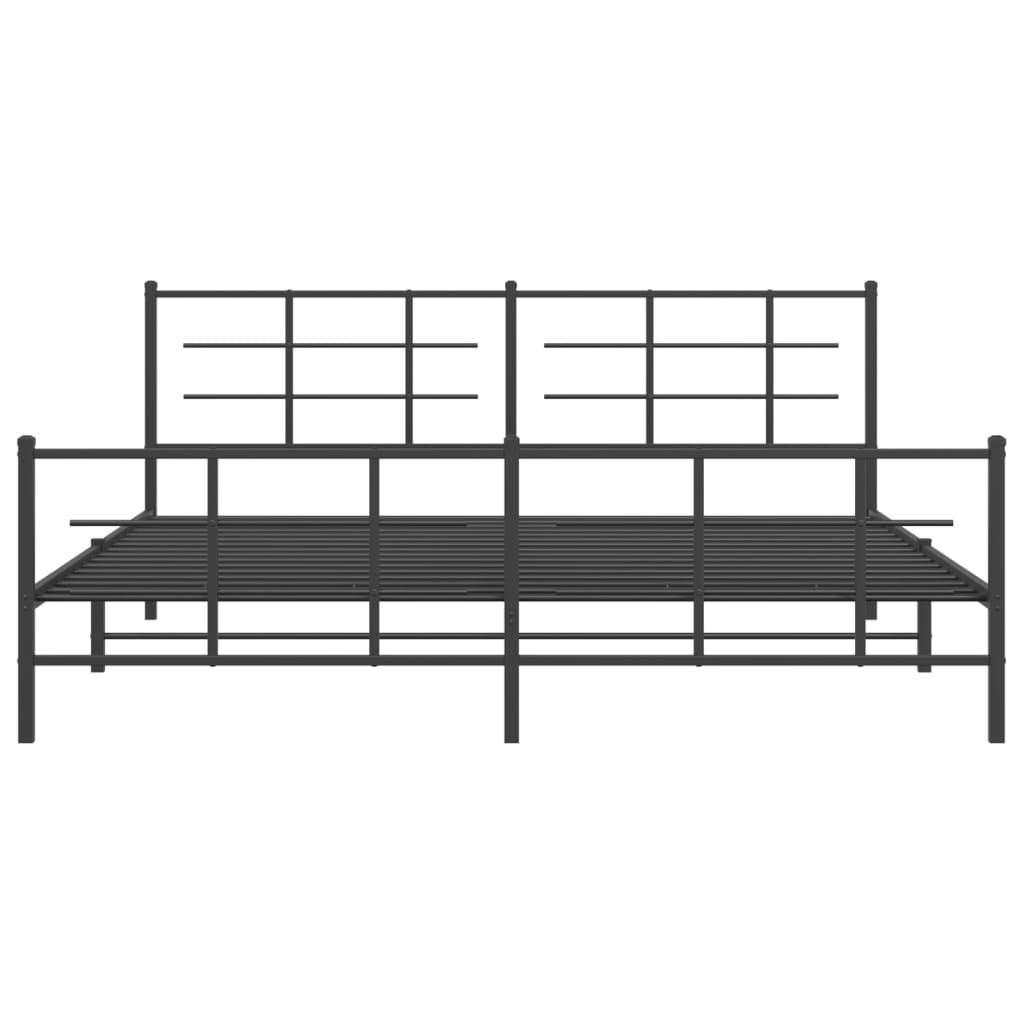 Metal Bed Frame with Headboard and Footboard Black 200x200 cm