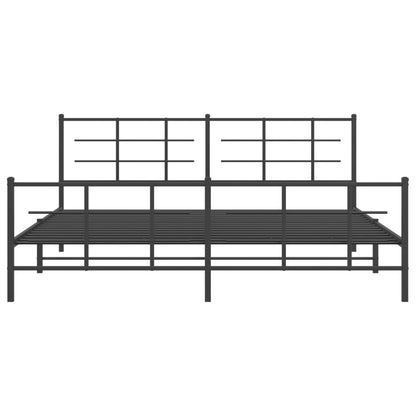 Metal Bed Frame with Headboard and Footboard Black 200x200 cm