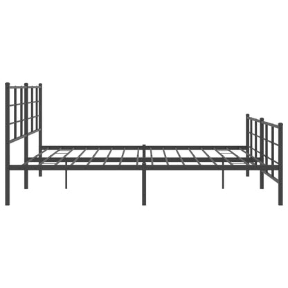 Metal Bed Frame with Headboard and Footboard Black 200x200 cm