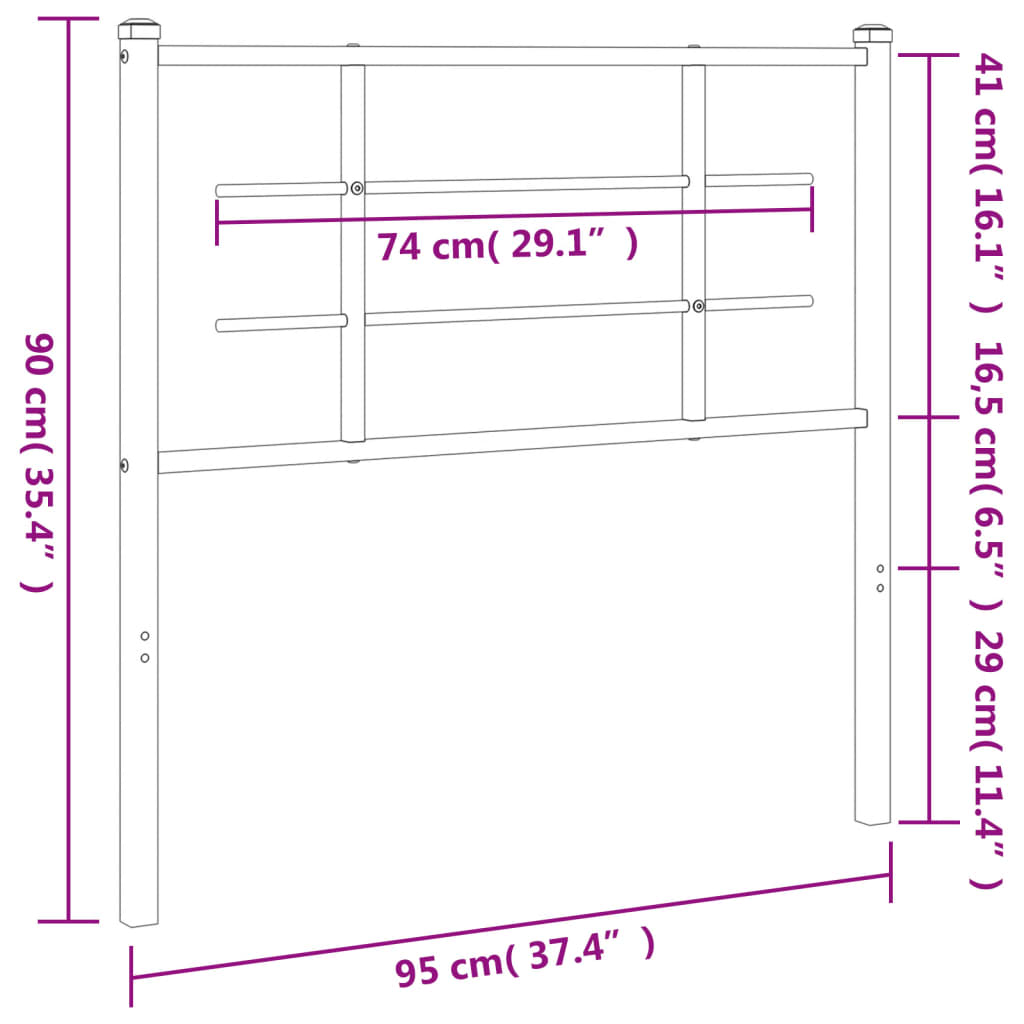 Metal Headboard Black 90 cm