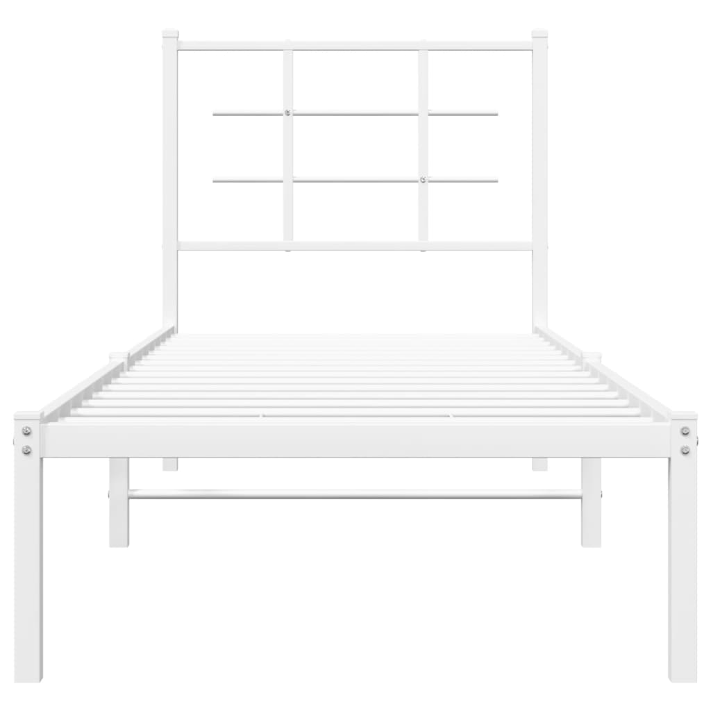 Metal Bed Frame with Headboard White 75x190 cm Small Single