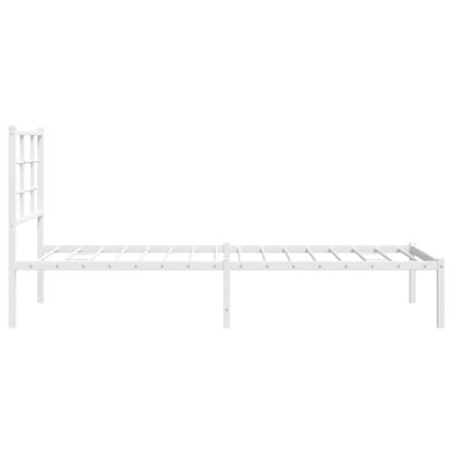 Metal Bed Frame with Headboard White 75x190 cm Small Single