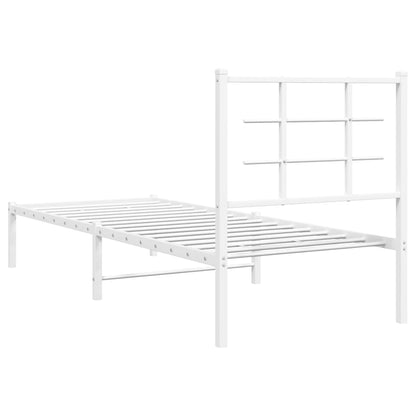 Metal Bed Frame with Headboard White 75x190 cm Small Single