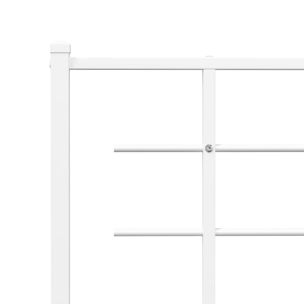 Metal Bed Frame with Headboard White 75x190 cm Small Single