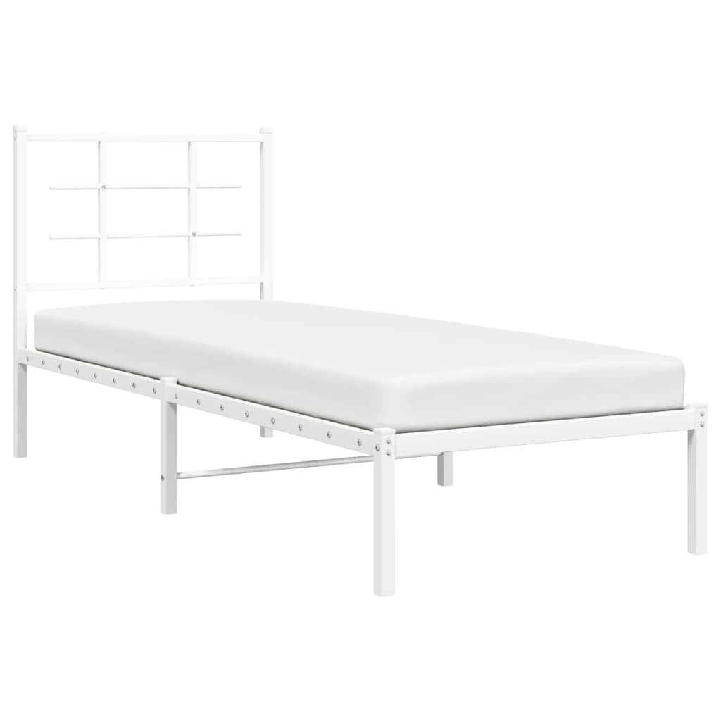 Metal Bed Frame with Headboard White 80x200 cm