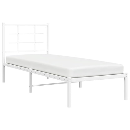 Metal Bed Frame with Headboard White 80x200 cm