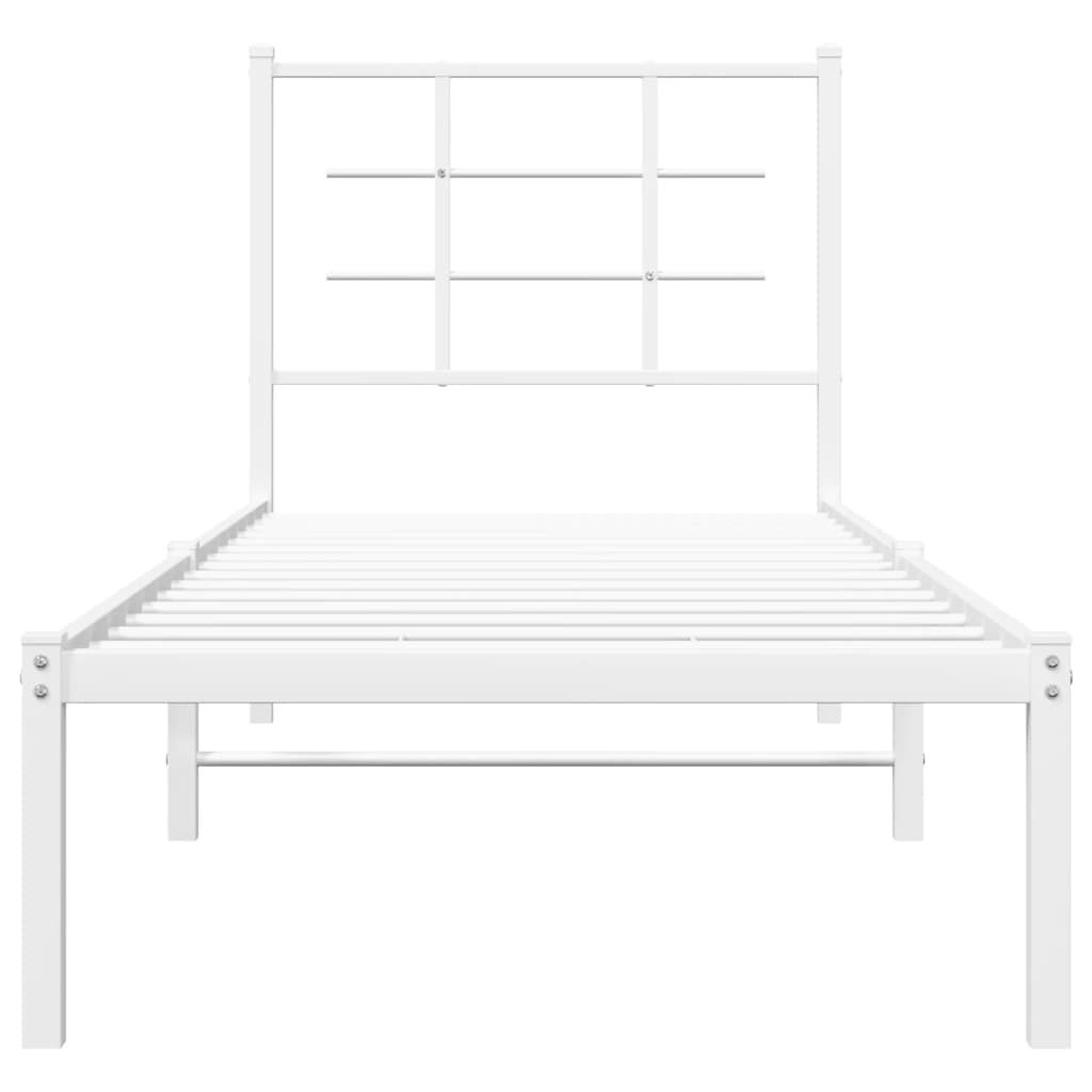 Metal Bed Frame with Headboard White 80x200 cm