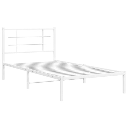 Metal Bed Frame with Headboard White 100x200 cm