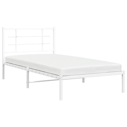 Metal Bed Frame with Headboard White 100x200 cm