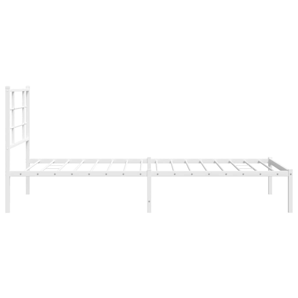 Metal Bed Frame with Headboard White 100x200 cm