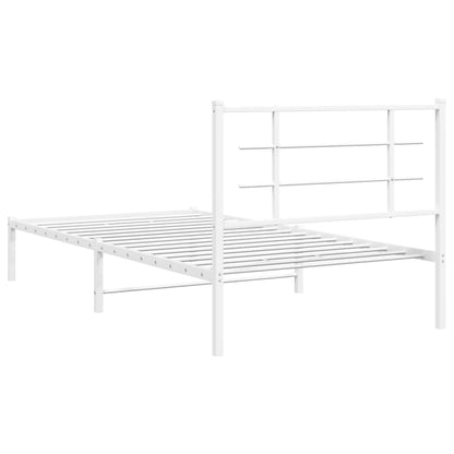 Metal Bed Frame with Headboard White 100x200 cm