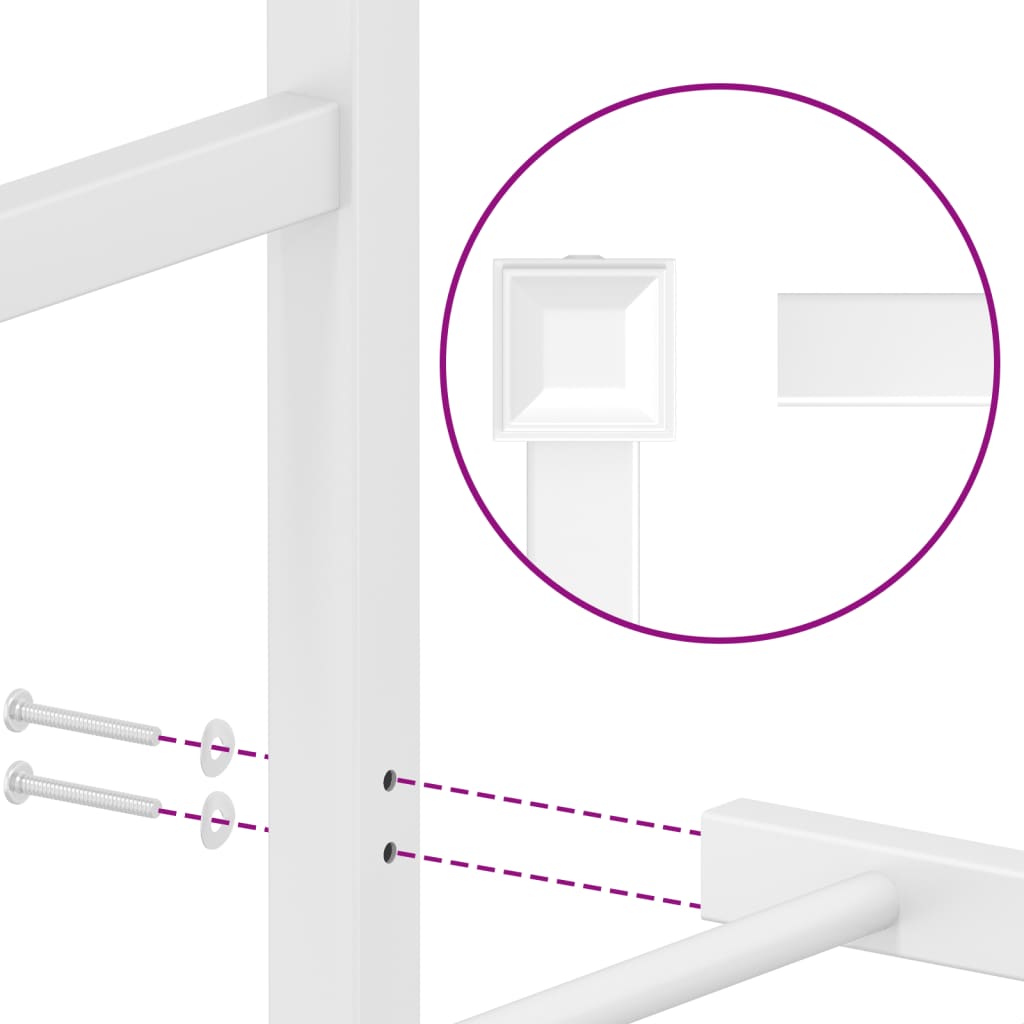 Metal Bed Frame with Headboard White 100x200 cm