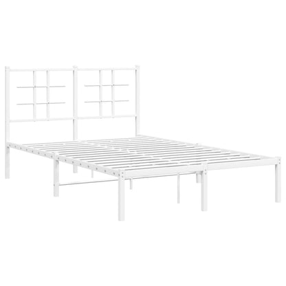 Metal Bed Frame with Headboard White 120x200 cm