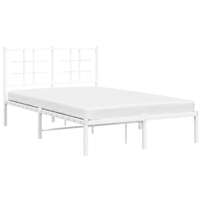 Metal Bed Frame with Headboard White 120x200 cm