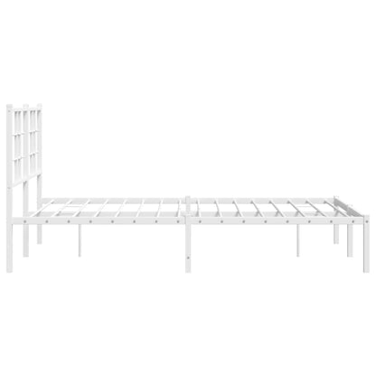 Metal Bed Frame with Headboard White 120x200 cm