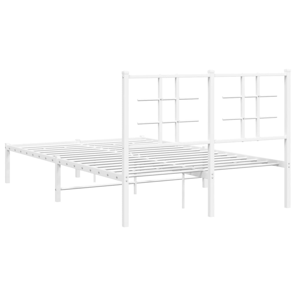 Metal Bed Frame with Headboard White 120x200 cm