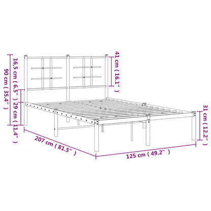 Metal Bed Frame with Headboard White 120x200 cm