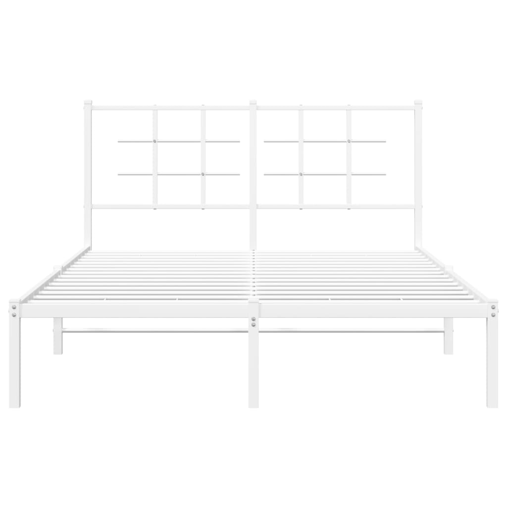 Metal Bed Frame with Headboard White 140x190 cm