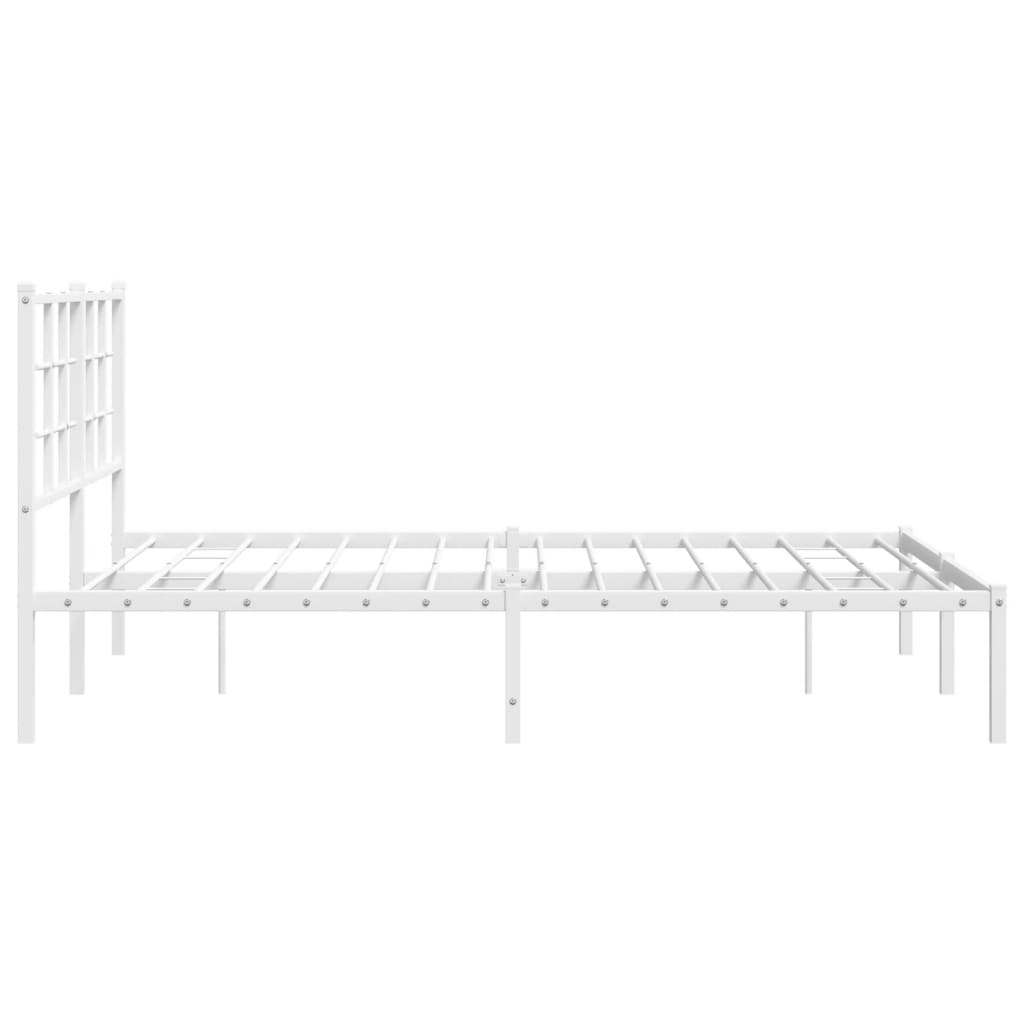 Metal Bed Frame with Headboard White 140x190 cm