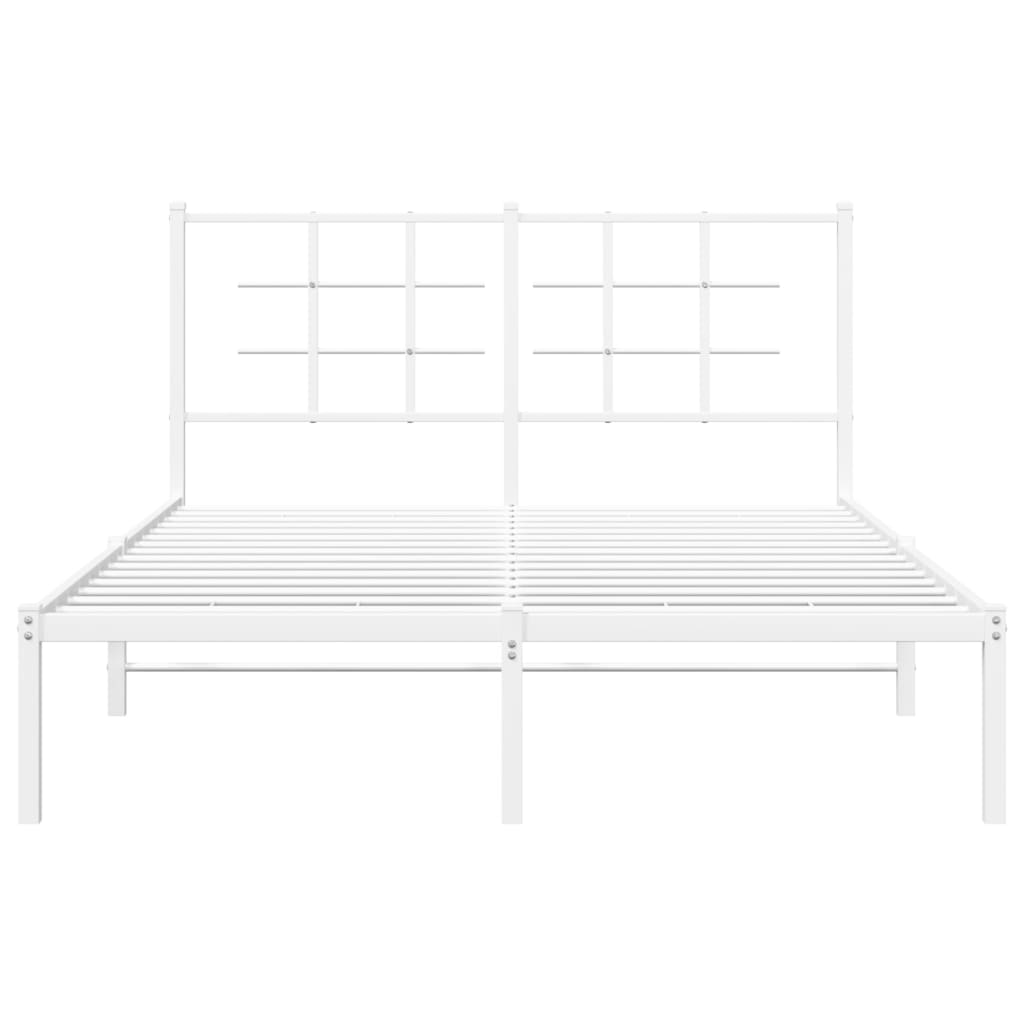 Metal Bed Frame without Mattress with Headboard White 140x200cm