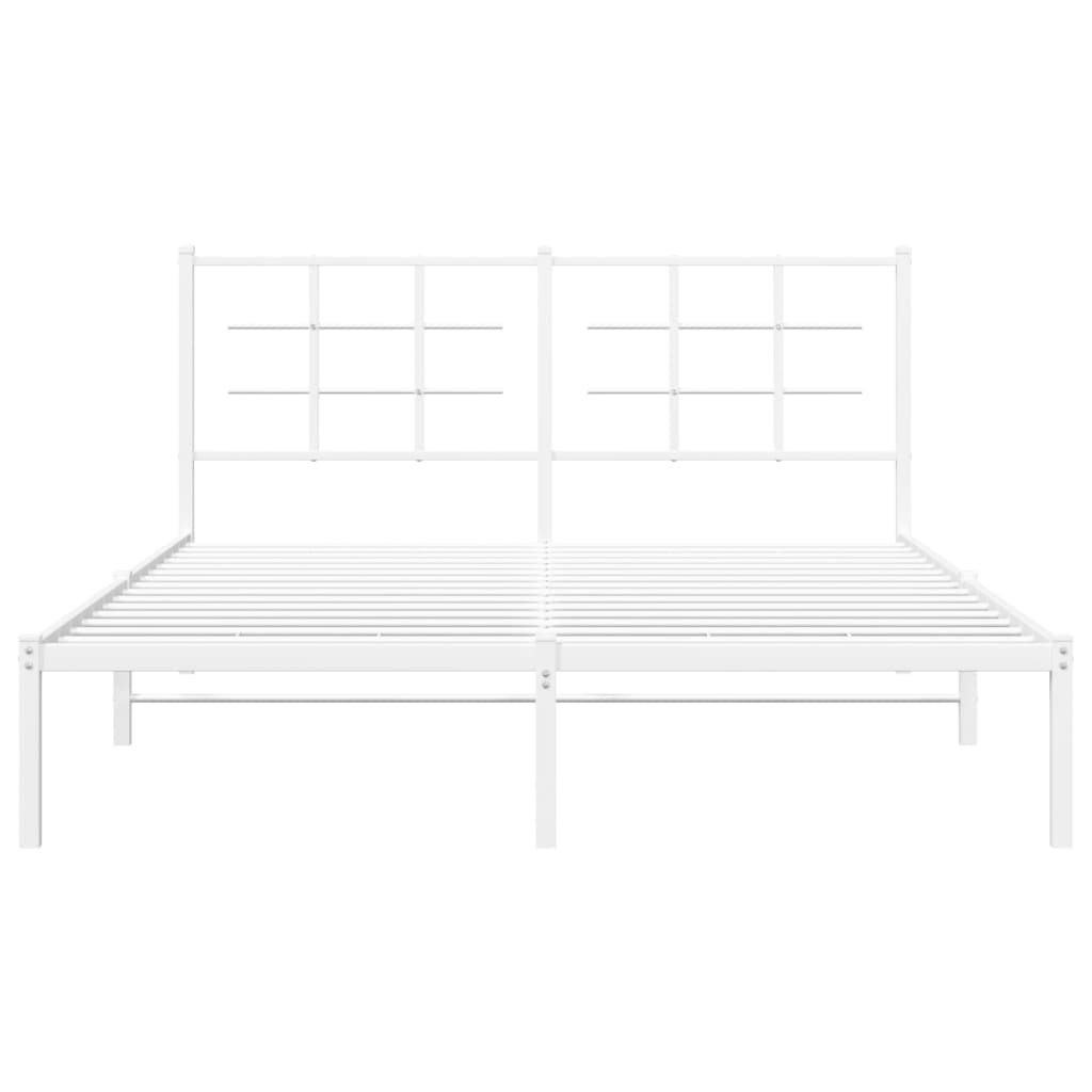 Metal Bed Frame with Headboard White 150x200 cm King Size