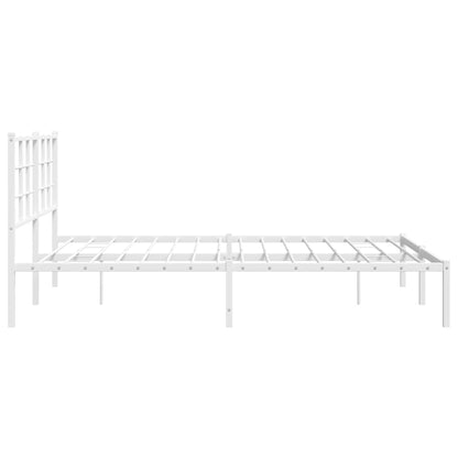 Metal Bed Frame with Headboard White 150x200 cm King Size