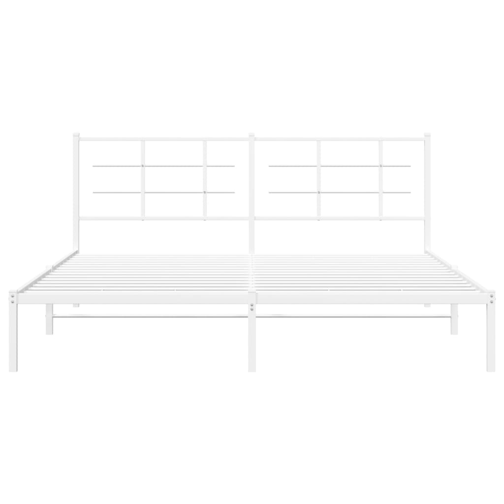 Metal Bed Frame with Headboard White 180x200 cm Super King Size