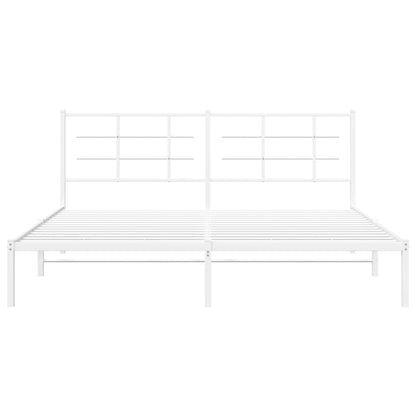 Metal Bed Frame with Headboard White 180x200 cm Super King Size