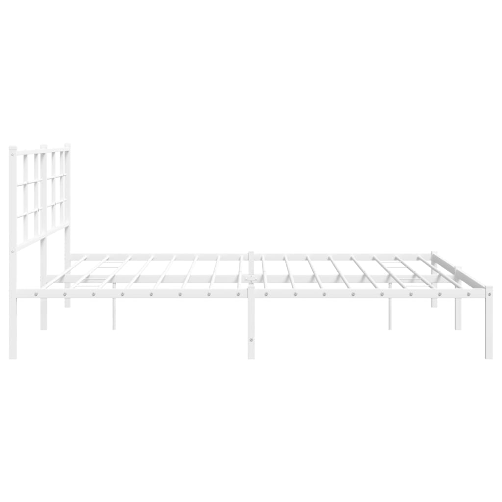 Metal Bed Frame with Headboard White 180x200 cm Super King Size