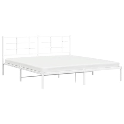 Metal Bed Frame with Headboard White 183x213 cm