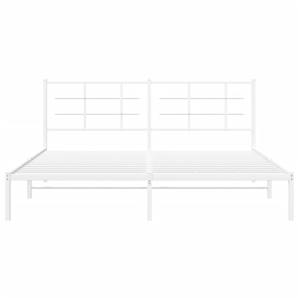 Metal Bed Frame with Headboard White 183x213 cm