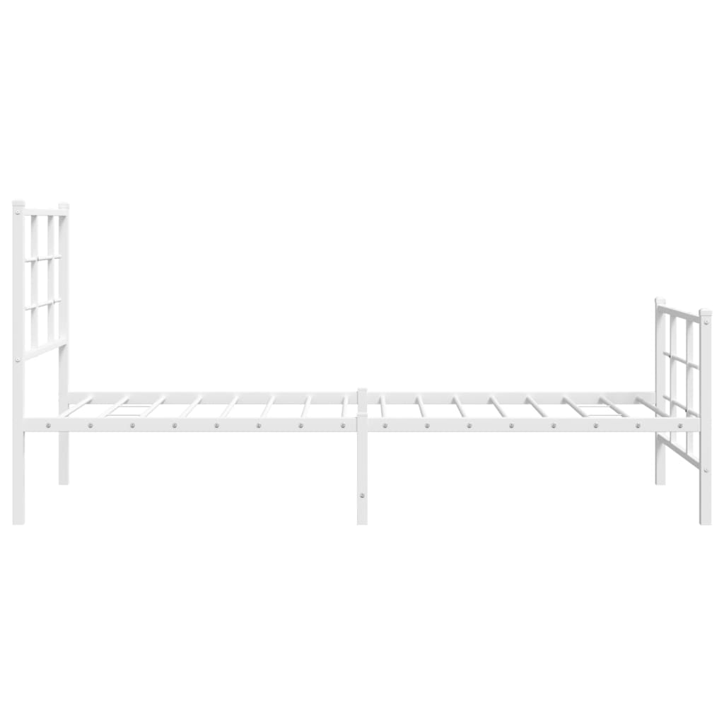 Metal Bed Frame with Headboard and Footboard White 75x190 cm Small Single