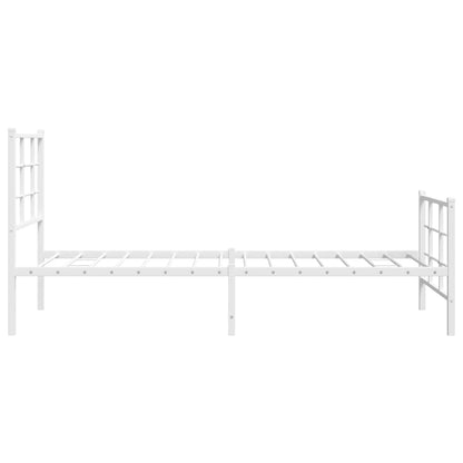 Metal Bed Frame with Headboard and Footboard White 75x190 cm Small Single