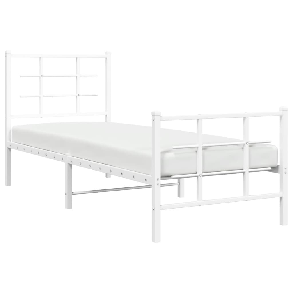 Metal Bed Frame with Headboard and Footboard White 80x200 cm